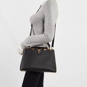 Louis Vuitton Black Taurillon Leather Flower Crown Capucines PM Bag